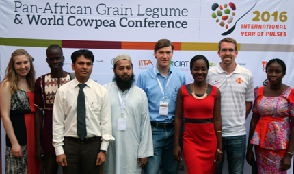 Ten students received travel grant awards. From left to right: Courtney Holdt, Awio Bruno, Brijesh Angira, Md Nurul Amin, Jamin Smitchger, Vongai Chekanai, Lance Goettsch, and Olaotan Adediran. Not pictured: Matthew Berry and Dennis Katuuramu. Photo provided by Lance Goettsch.